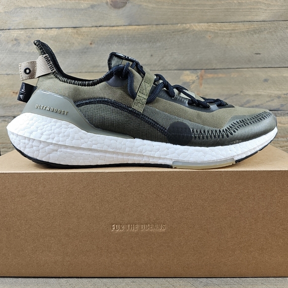 adidas Ultraboost 21 X Parley Men's Running Shoes Focus Olive Black - Picture 2 of 12